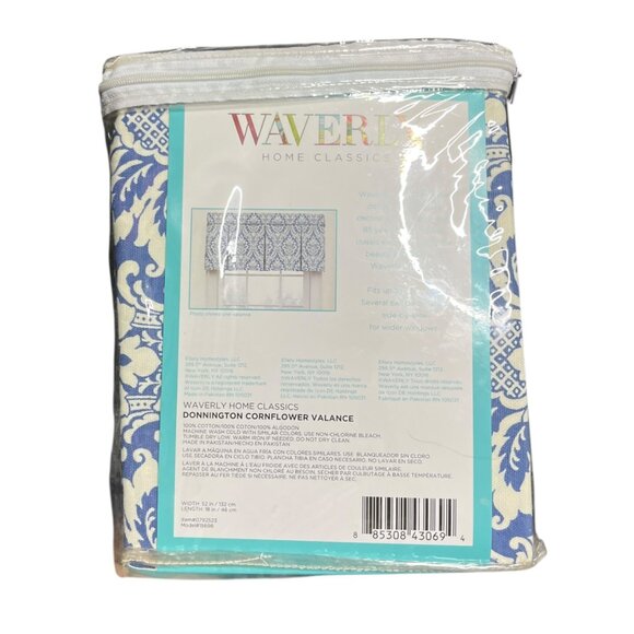 Waverly‎ Donnington Box Pleat Window Curtain Valance Cornflower Blue 52”W X 18”L - Picture 7 of 8